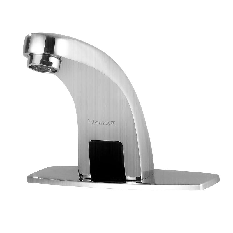 interhasa! Touchless Bathroom Faucet Chrome Automatic Bathroom Sink Faucet with Hole Cover Plate, Hands Free Bathroom Water Tap with Control Box (IT-202) - Image 1